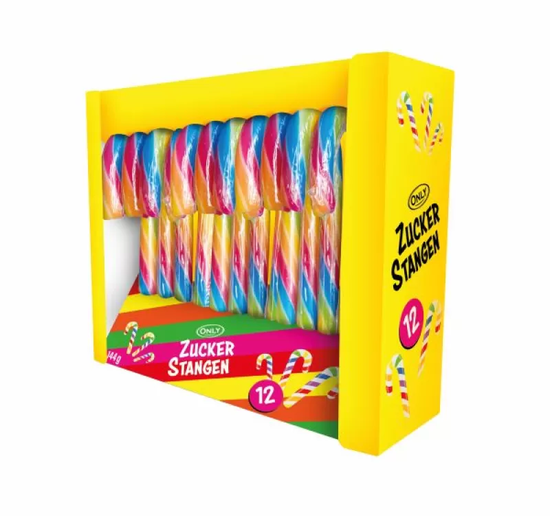 Vánoční cukrová hůl 144g RAINBOW (12x12g)