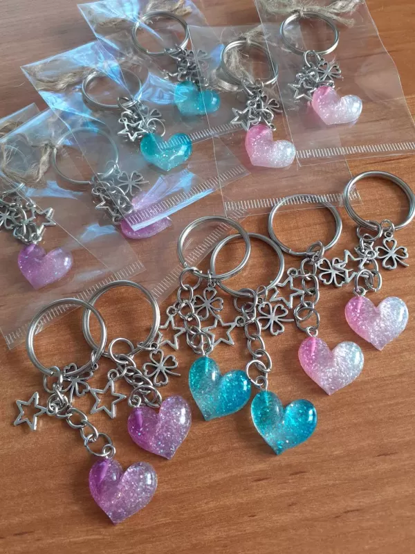 Srdíčko barva růžová s přízdobou čtyřlístek štístko, hvězdička