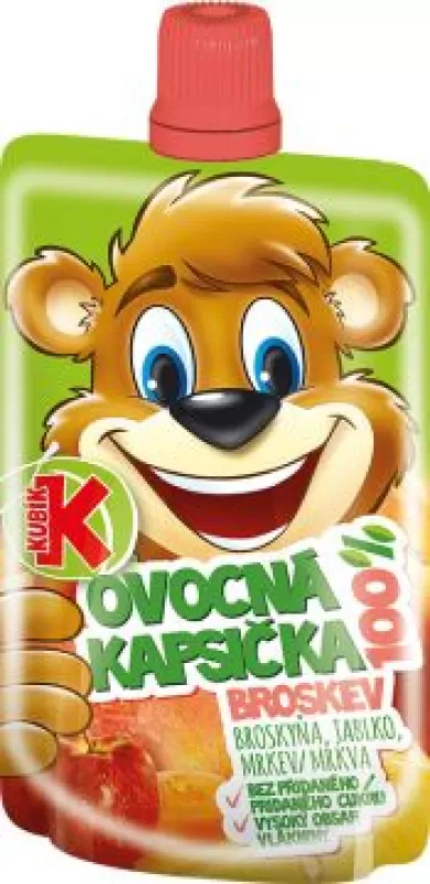 KUBÍK kapsička 100% BROSKEV-jablko-mrkev 100g - DMT 5/2025