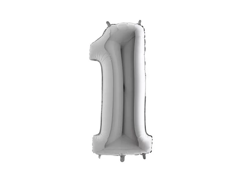 Číslice STŘÍBRNÁ 1 (102cm), foliový balón