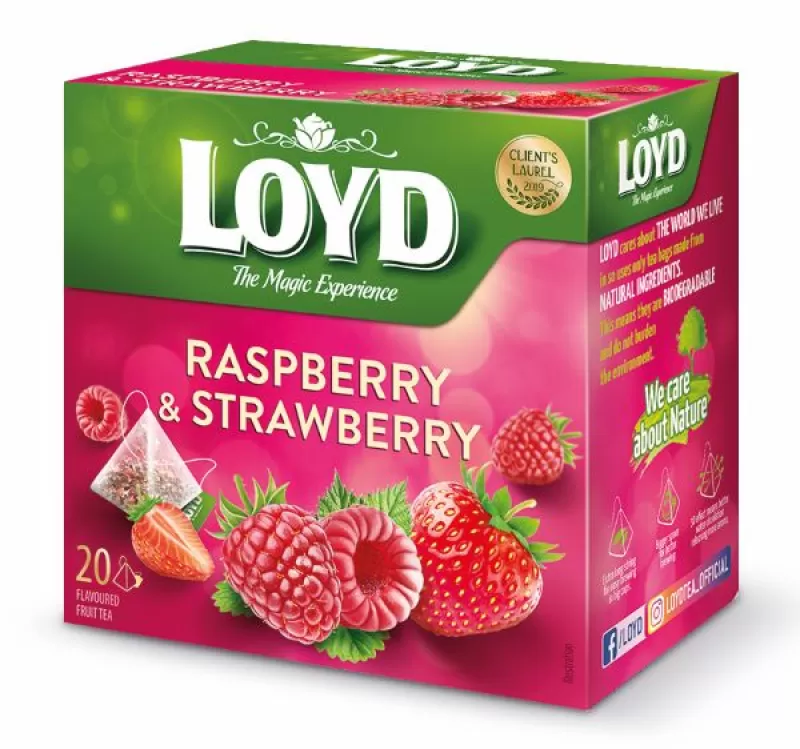 LOYD Čaj malina & jahoda pyramidové sáčky 20x2g