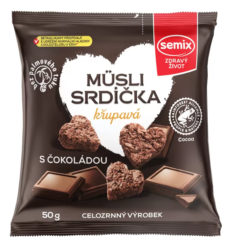 Müsli srdíčka S ČOKOLÁDOU 50 g - DMT 11/2025