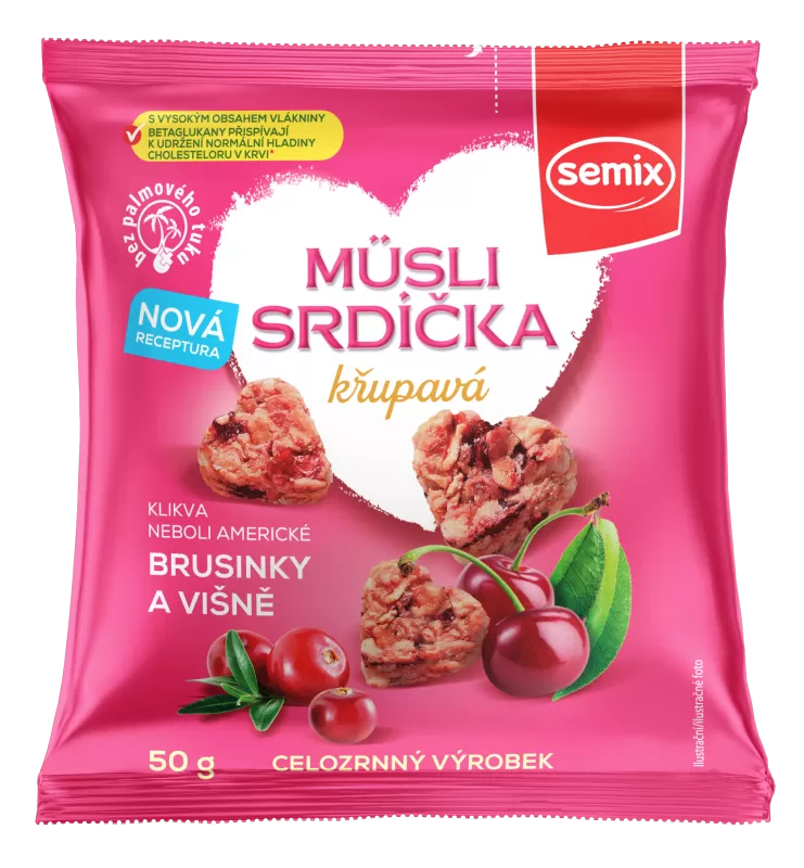 Müsli srdíčka S KLIKVOU A VIŠNĚMI 50g - DMT 12/2025