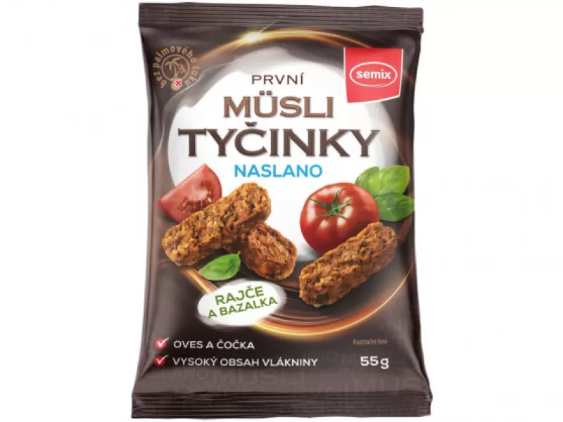 MÜSLI TYČINKY NASLANO RAJČE A BAZALKA 55 G - DMT 7/2025