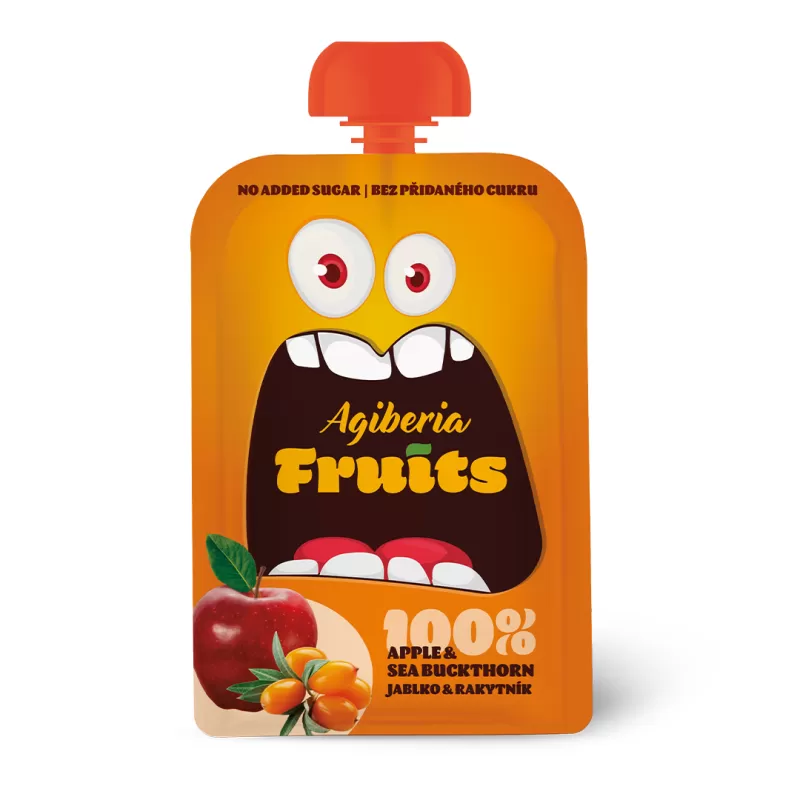AGIBERIA Ovocná přesnídávka jablko-rakytník 100 g - kapsička - DMT 10/2025