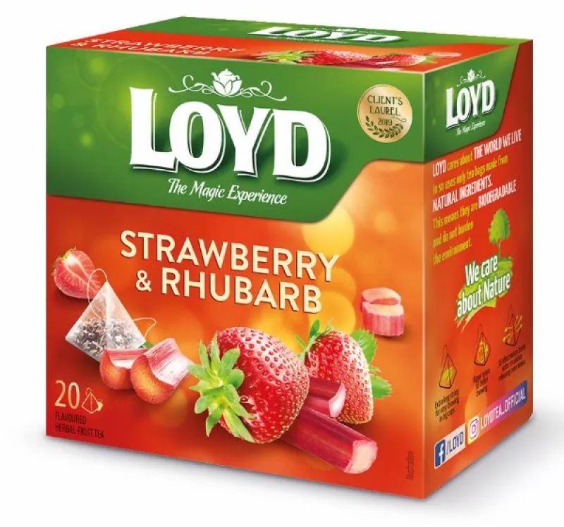 LOYD Čaj jahoda & rebarbora pyramidové sáčky 20x2g
