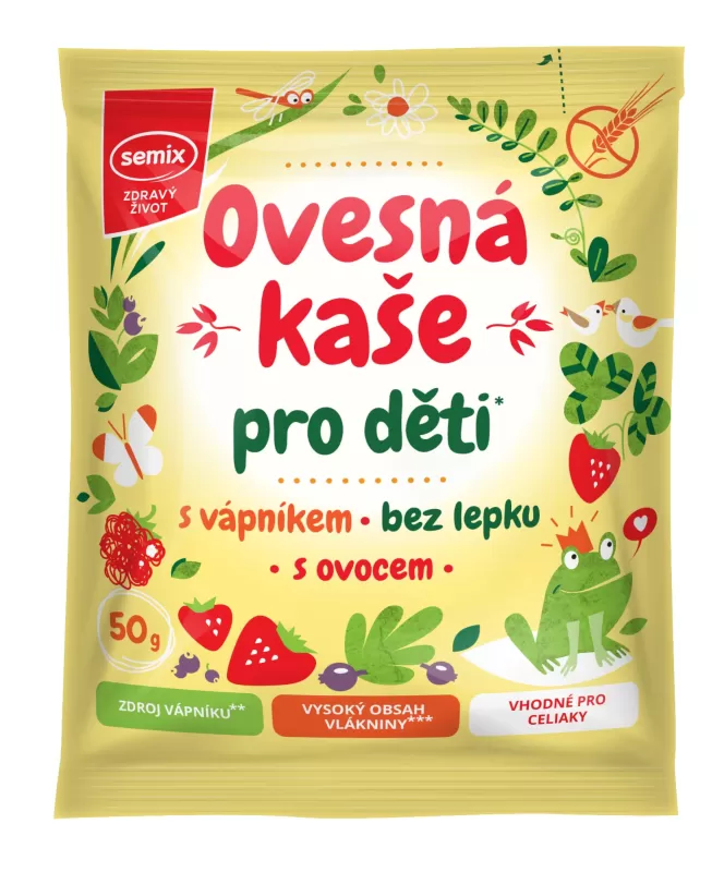 Ovesná kaše pro děti S VÁPNÍKEM A OVOCEM BEZ LEPKU 50 g - DMT 6/2025