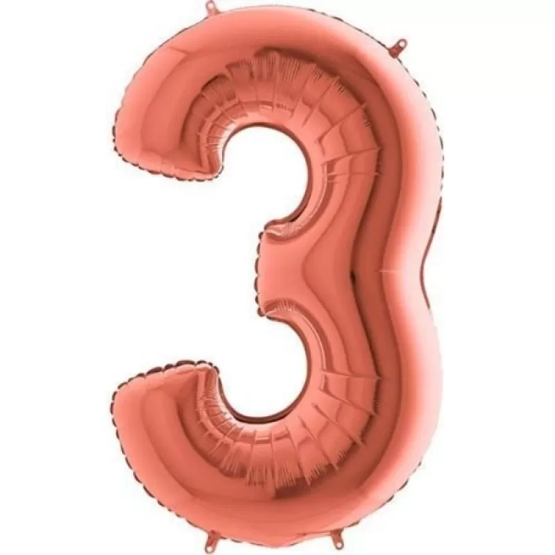 Foliová číslice - rose gold 3 - 86 cm